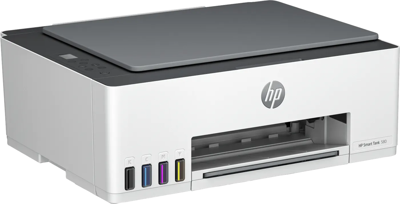 МФУ HP 1F3Y2A Smart Tank 580 Wireless (A4), /белая with grey cover/, Color Ink Printer/Scanner/Copier, 1200 dpi, 12/5 ppm, 980MHz, Duty 1000p, Tray 800, USB, WiFi, Bluetooth